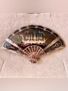 Vintage Alpha Siam Sterling Niello Brooch
